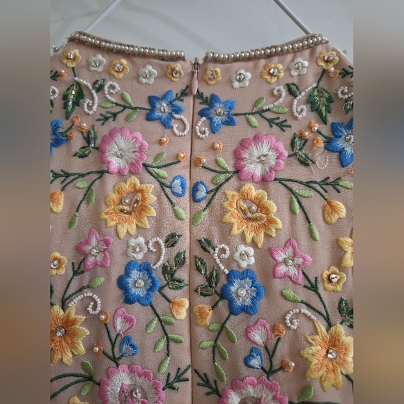 Needle & Thread fully beaded embroidered floral sleeveless shift mini dress 2 - Picture 12 of 13